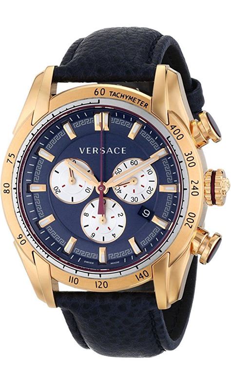 v extreme gold tone blue versace men's watch|Gold.